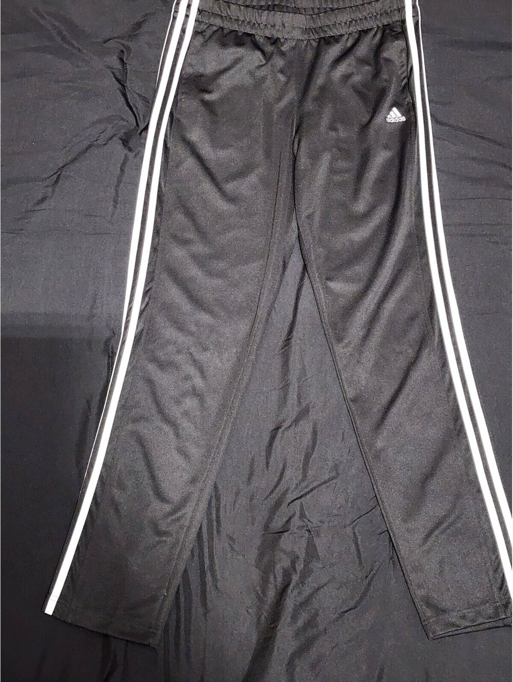 adidas Climalite Men's Black Track Pants L White Stripes Elastic Waist